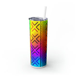 Rainbow Mudcloth Skinny Tumbler with Straw, 20oz