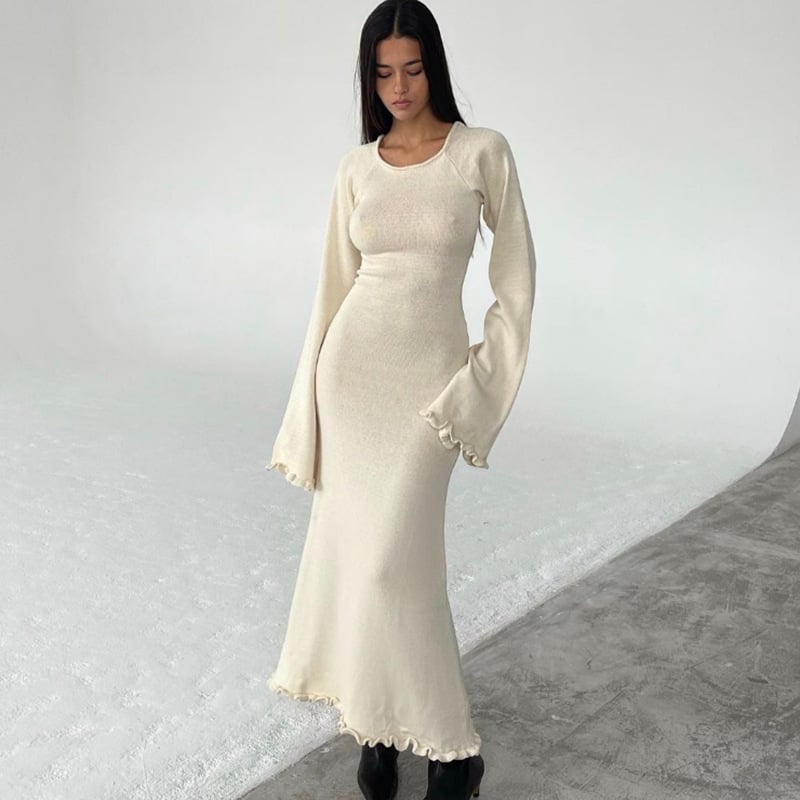 Backless Knitted Long Dress for Women