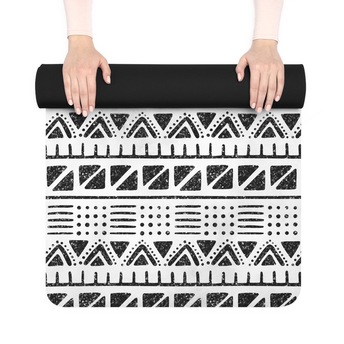 Black and White ModCloth Yoga Mat with Anti-Slip Bottom