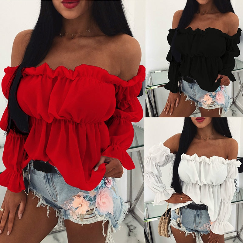 Off-Shoulder Long Sleeve Top