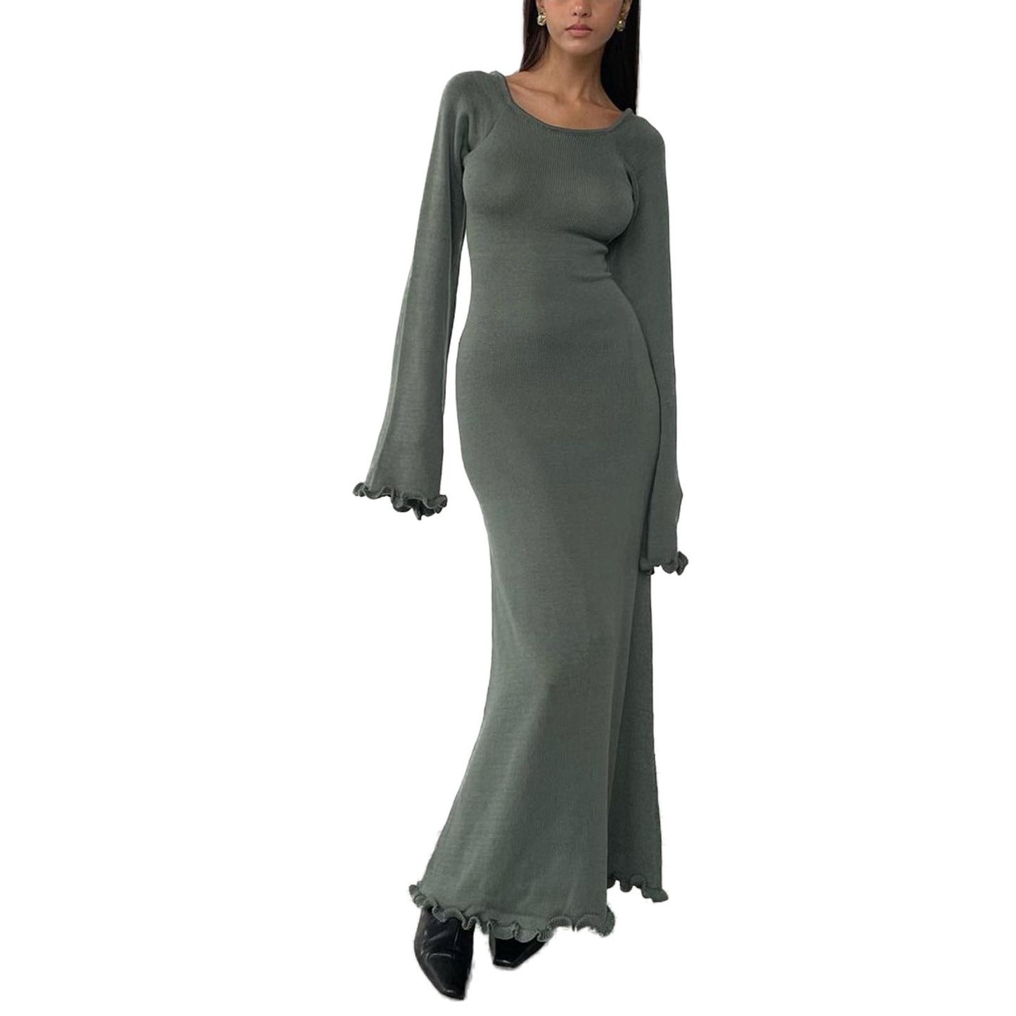 Backless Knitted Long Dress for Women